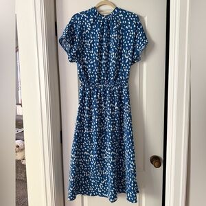 SHEIN Blue & White Spotted Midi Dress Size M